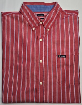 Mens Chaps Easy Care Long Sleeve Striped Button Up Shirt Size XL - NICE