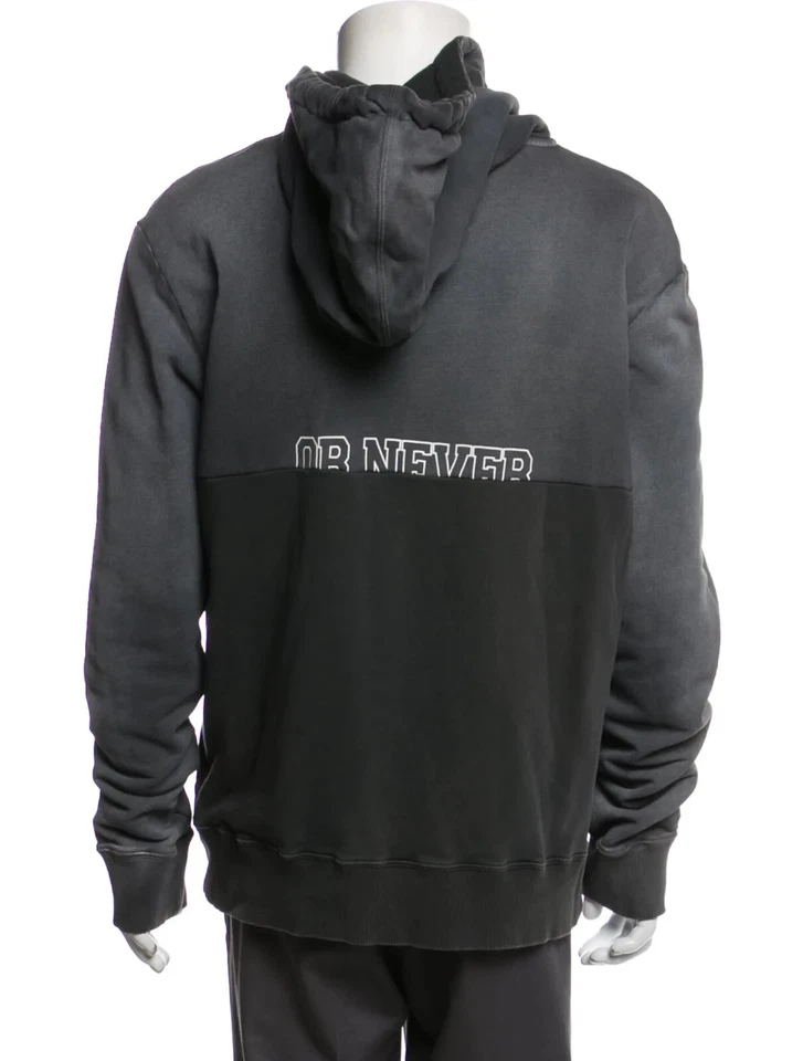 Sweat à capuche homme SAINT LAURENT oversize gris blanc imprimé coton logo M-L - Photo 4/4