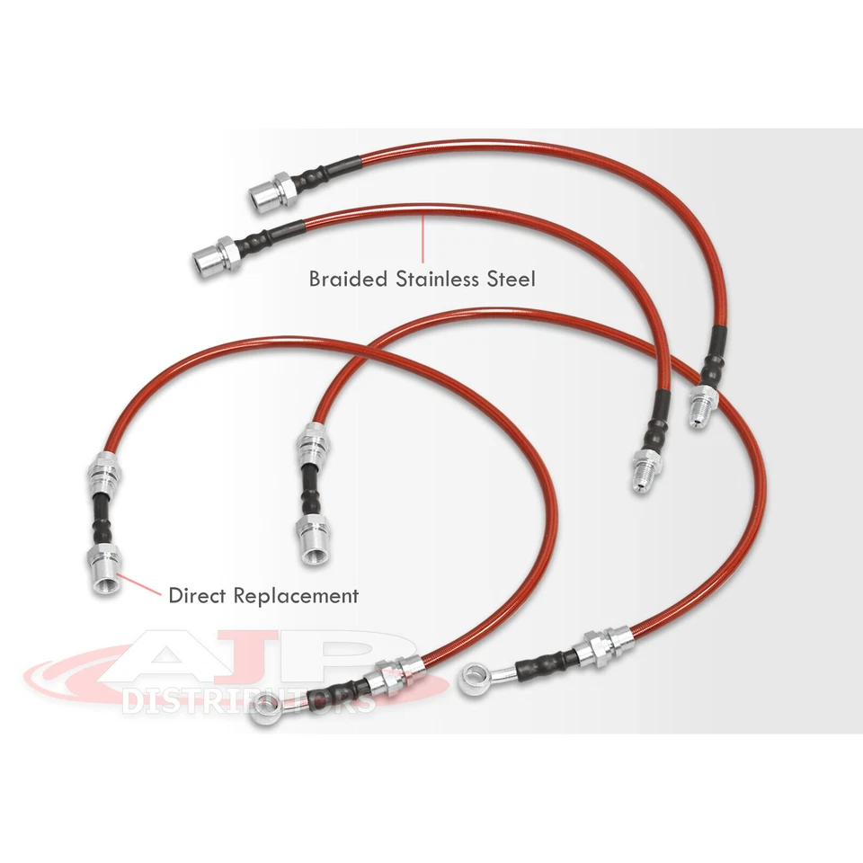 Red 4PC F+R Racing Stainless Steel Brake Line Kit Set For 1986-1991 Toyota Supra Foto 3 de 4