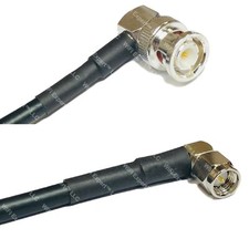 RFC195 Silver BNC MALE ANGLE to SMA MALE ANGLE Coax RF Cable USA Lot
