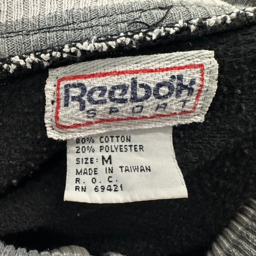 90s Reebok Sport Pullover Sweatshirt Quarter Zip Mock Neck Gray SZ M Trashed VTG - Picture 11 of 11