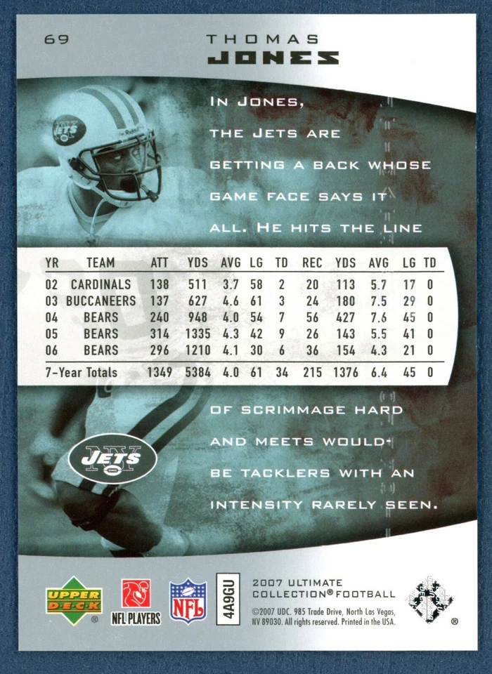 2007 Ultimate Collection Thomas Jones 82/400 #69 - Image 2 of 2