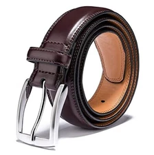 Men's Leather Dress Belt-Classic & Fashion for Work Business 34 Essential Wine