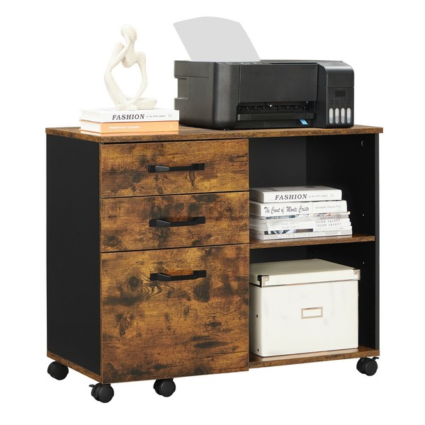Rollcontainer BüRocontainer Aktenschrank Mit Rollen 3 Schubladen Retro OFC041B01-image