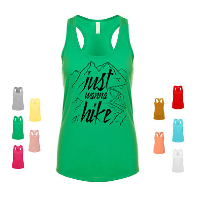Just Wanna Hike hiking nature outdoors camping mountains hills Women's Tank