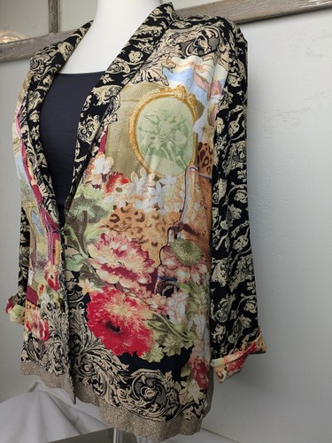 Vintage Women's Artistic Cardigan Blouse Size 14 Artsy Workwear Jacket - Picture 2 of 16