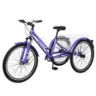 Adult Mountain Trike 7-Speed 3 Wheel 24/26'' Mountain Tricycle Cruiser w/ Basket