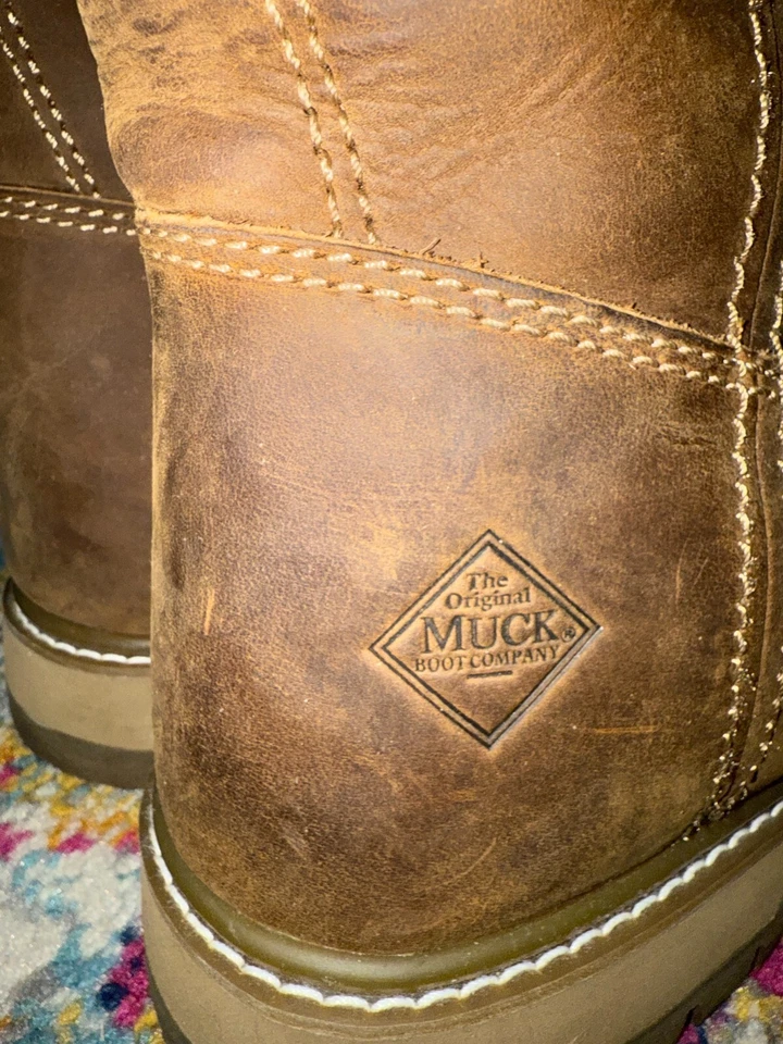 Muck Hombres Cuero Punta Comp Wellie Bota Media Talla 11.5M Impermeable Bota de Trabajo Seguridad Foto 3 de 4