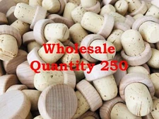 250- Unfinished Wooden Wine Stoppers Real Cork DIY Stopper Wedding Party Favor