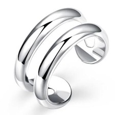 925 Sterling Silver Double Ring Thumb Finger Band Rings Gift UK