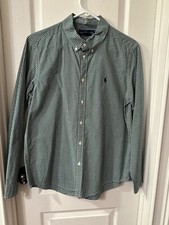 Polo Ralph Lauren Youth XL 18-20 Button Down Cotton Shirt EUC Green Plaid