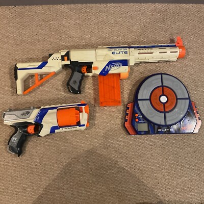 NERF Elite Retaliator Blaster, Nerf Strong-Arm Blaster & Nerf Elite Target 