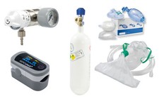 SET Druckminderer+Sauerstoffflasche 2l+Beatmungsbeutel+Pulsoximeter (Arzt Praxis