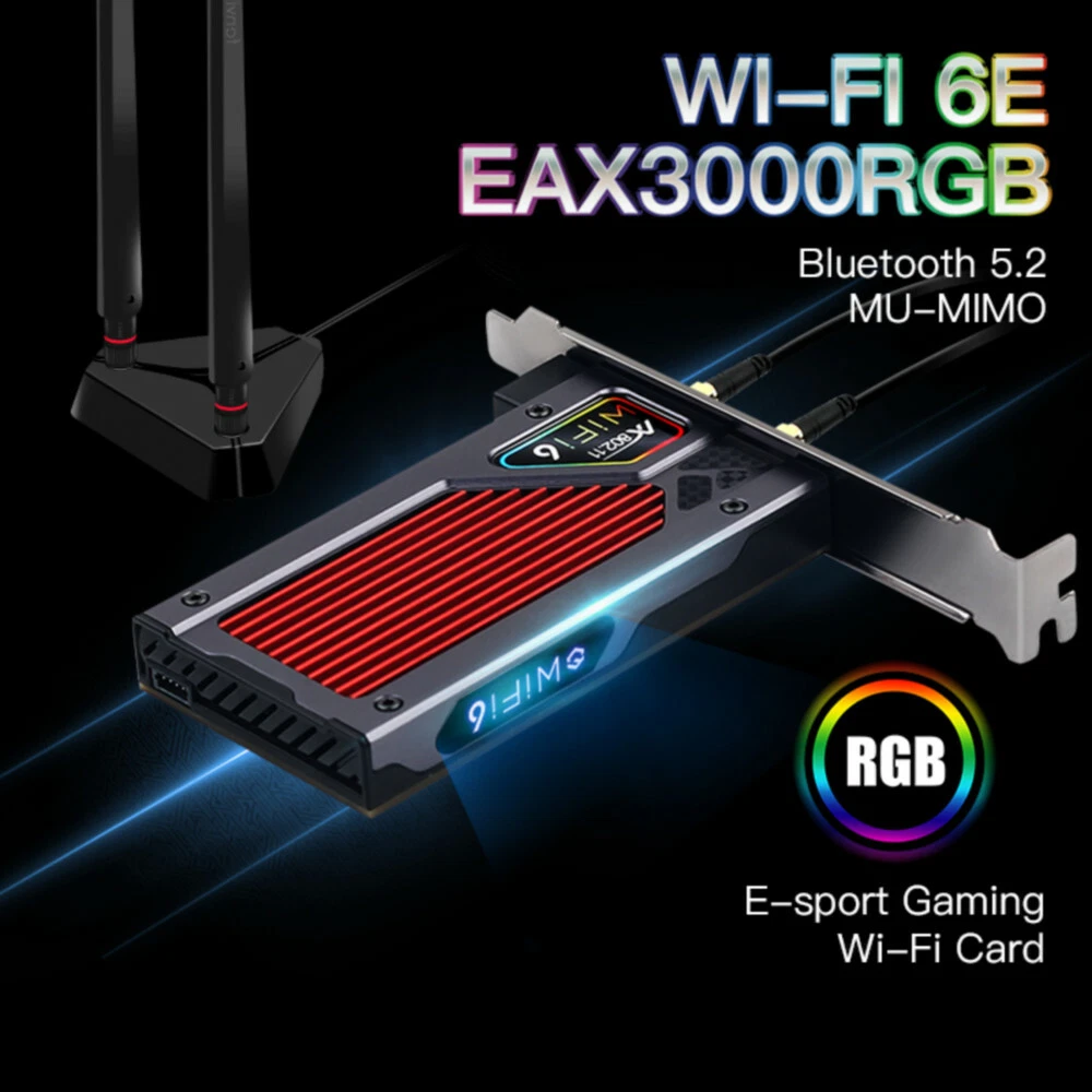 PCI-E WiFi 6E Gaming Adapter Desktop PC Intel AX210 PCIe wifi card