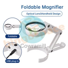 5X/11X Handheld Dimmable Magnifying Glass w/ Light 8LED Lamp Magnifier Foldable