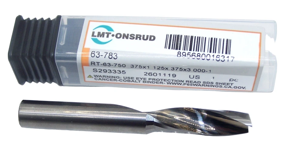 LMT ONSRUD 3/8" (.3750") CARBIDE SINGLE O FLUTE ROUTER FOR SOFT PLASTIC ONSRUD 63-783
