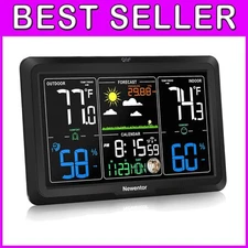 Precision Wireless Weather Station with Atomic Clock & Humidity Gauge - Black