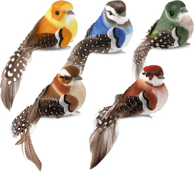 5Pcs Vogel Deko Figuren Künstliche Vögel Deko Mit Clip Bunt Vogelfigur Mit Halte