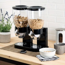4L CEREAL DISPENSER DOUBLE SIZE DRY FOOD KITCHEN STORAGE TWIN CONTAINER MACHINE