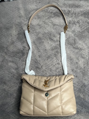 Yves Saint Laurent (YSL) Loulou Puffer Toy Quilted Leather Bag Beige