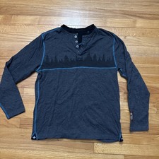 Alp-n-Rock Henley Men L Double Cloth Long Sleeve Cotton Blend Shirt Trees Ski