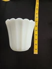 Vintage Milk Glass Fluted Vase with Scalloped Edge 5.25"