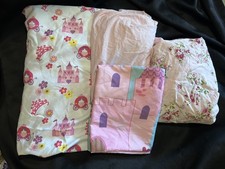 Girls Princess Castle Toddler Baby Crib Sheets and Pillowcase 4pc Bedding LOT