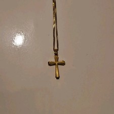 Vintage 14ct Rolled Gold Cross Pendant  Gold plated Chain Necklace