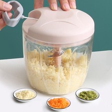 Vegetable Chopper Manual Pulling 900Ml Food Slicer Hand Blender KitchenTool-Pink