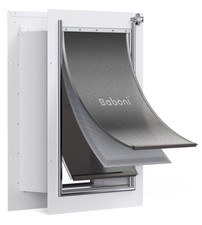 Baboni 3-Flap Pet Door for Wall, Large, Steel Frame with Telescoping Tunnel-OB
