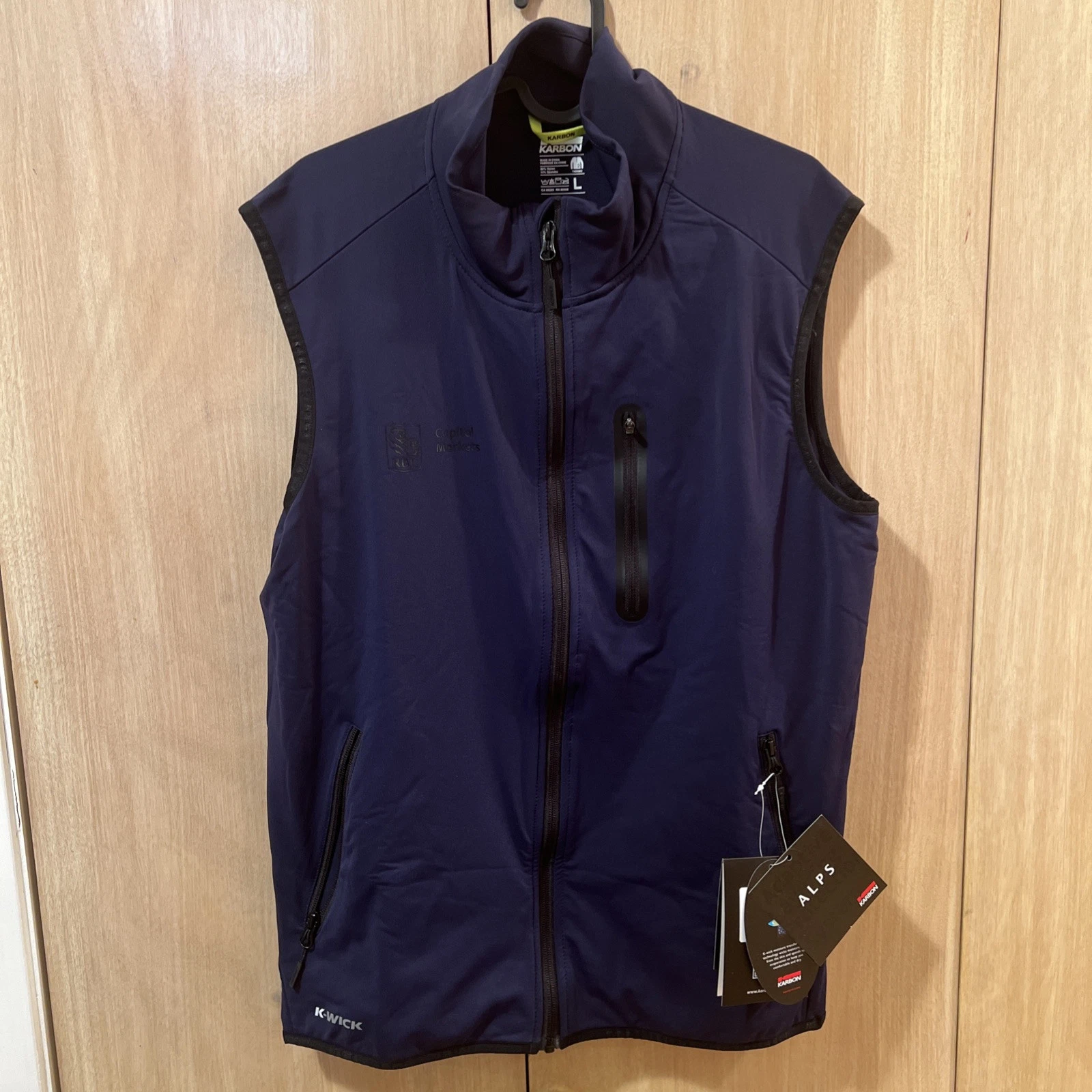 Karbon Vest Blue Full Zip Thermic Lightweight Nylon Stretch Large RBC NEW NWT