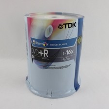 TDK DVD R Blank Media Discs 100 Pack 4.7GB 16x Printable White Spindle