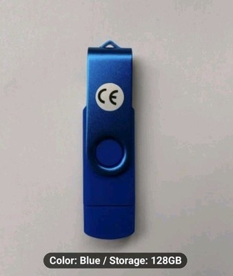USB 2.0 TYPE C USB Flash Drive OTG Pen Drive 128GB USB Stick BLUE