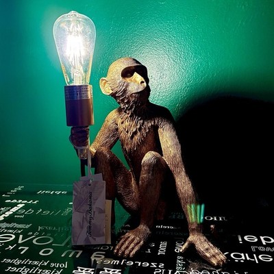 Tommy Bahama Gold Monkey Sitting Bulb Lamp Designer Rare Exotic Tropic Collector
