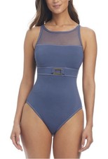 Bleu Rod Beattie Women's Belt-detail One-piece Swimsuit In Paloma, Size-8