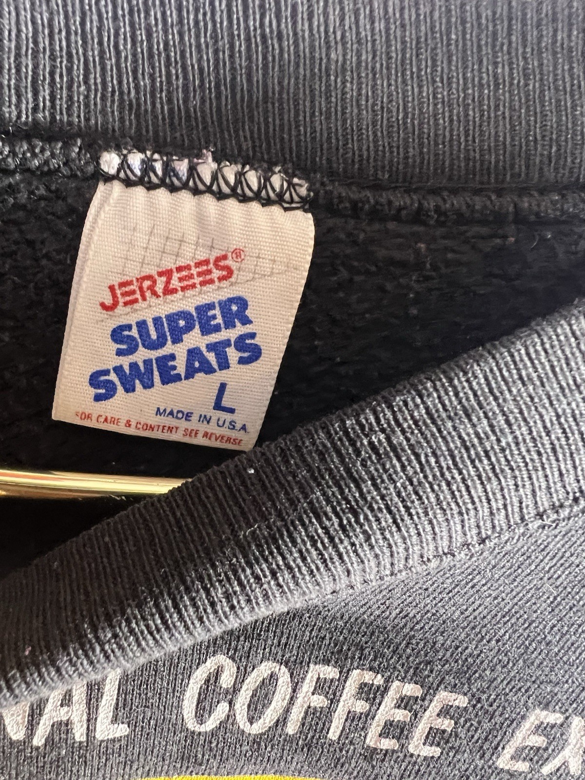 Vintage Jerzees Drink Your Java SweatShirt L Blac… - image 3