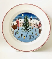 Villeroy & Boch Naif Christmas Salad Plate 8 1/4" Tree & Skaters Excellent!