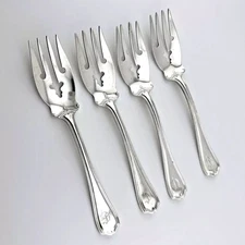 Old Mark Reed & Barton Hepplewhite Plain Sterling Silver Salad 6" Forks (s/o 4)