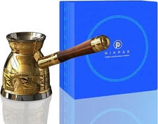 NIKPAR Luxury Greek Coffee Pot Macedonian Collection - Turkish Coffee Pot for Mo