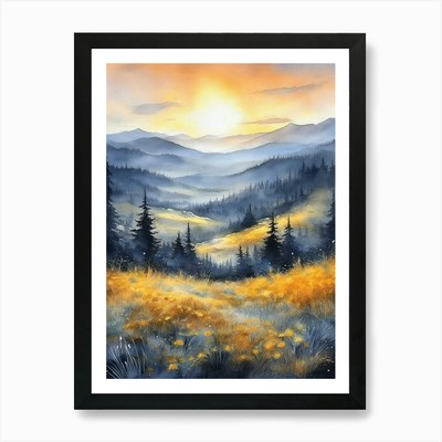 Nebelige Kiefern in den Appalachen gerahmtes Wandbild Poster Leinwanddruck Bild