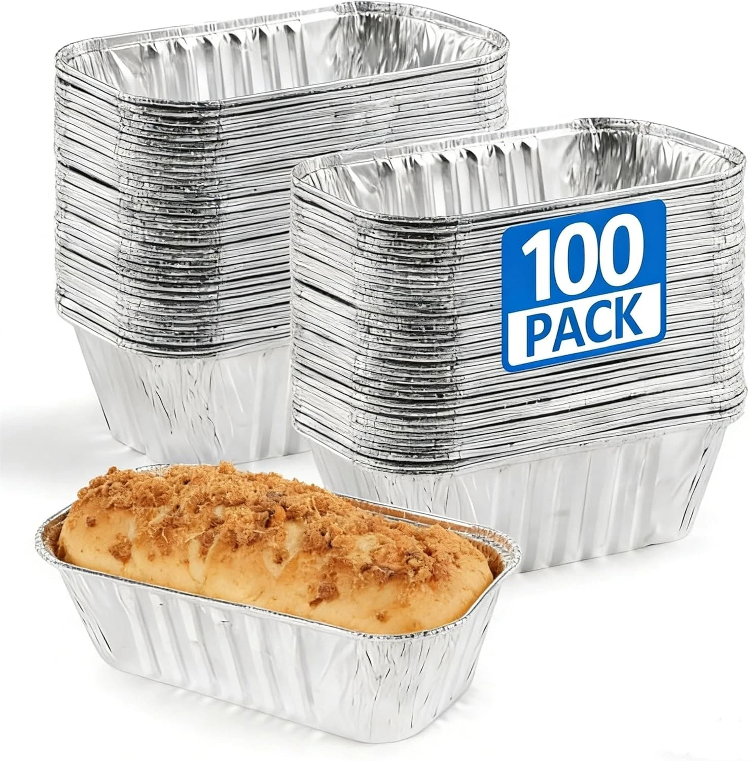 100 Pack 1Lb Mini Aluminum Foil Loaf Pans – 6" x 3.5" x 2" Disposable Small