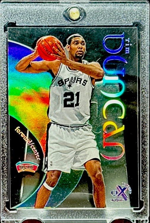 Tim Duncan RARO REFRACTOR TRANSPARENTE HOLO FOIL ARCO IRIS PRIZM TARJETA DE INVERSIÓN, ESPOLONES Foto 4 de 4