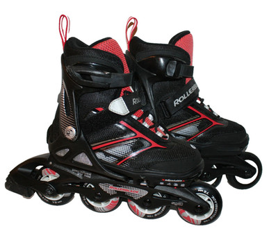 Kids Rollerblade Spitfire XT Black Red Inline Skates Adjustable Size 2,3,4,5