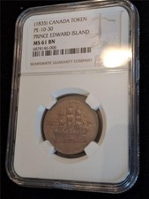 (1835) Canada Token PRINCE EDWARD ISLAND PE-10-30 NGC MS 61 BN   #MF-1449