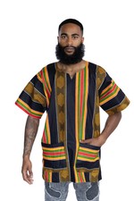 Kente Dashiki Shirt 4/ Dashiki Dress - African print top - Unisex Large