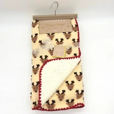 Chickpea Sherpa Christmas Reindeer Baby Blanket NEW