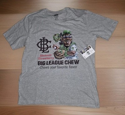 Retro 80s Big League Chew Slammin' Strawberry Bubblegum baseball t-shirt Size XL