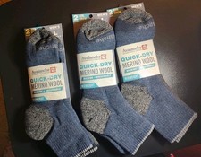 3X AVALANCHE 2pk Qtr Crew Quick Dry Merino Wool Midweight Socks Men Sz 6-12