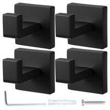 4 Packs Towel Hook for Bathroom Wall Mount Black Shower Towel Hooks Towels Ha...