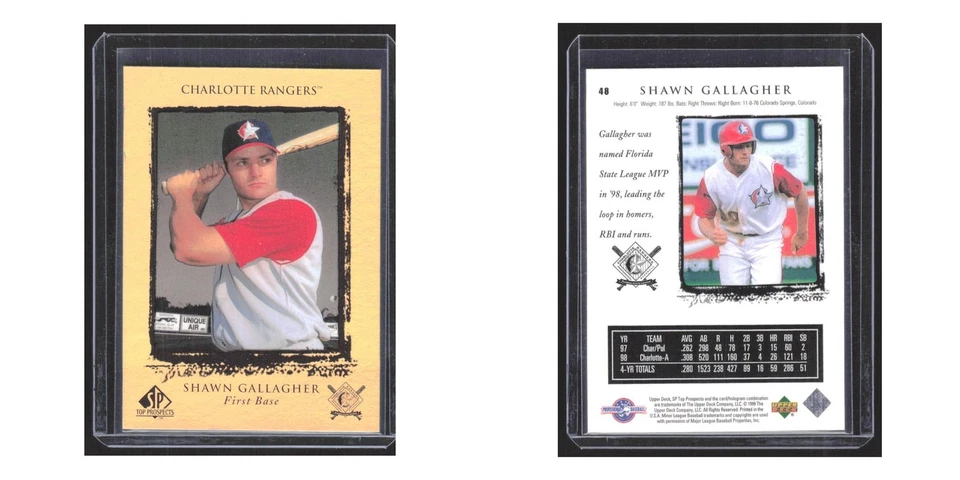 1999 SP Top Prospects Shawn Gallagher Charlotte Rangers #48 - Image 3 of 3
